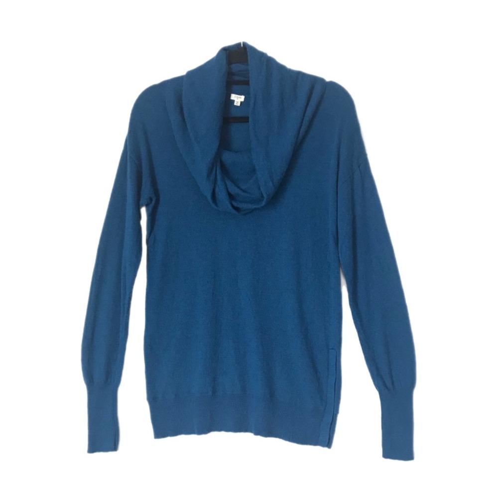 J.Crew Women's Cowl Neck Sweater Merino Wool Alpaca Blend Teal Long Sleeve Top M